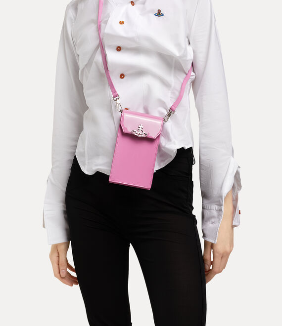 Vivienne Westwood Shiny Patent Phone Bag in PINK